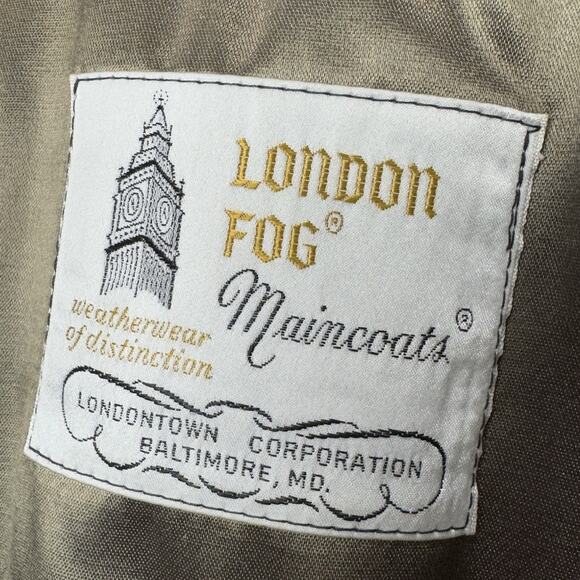 Men’s Vintage Khaki London Fog Trench Coat - Size 40 Regular - Picture 4 of 10